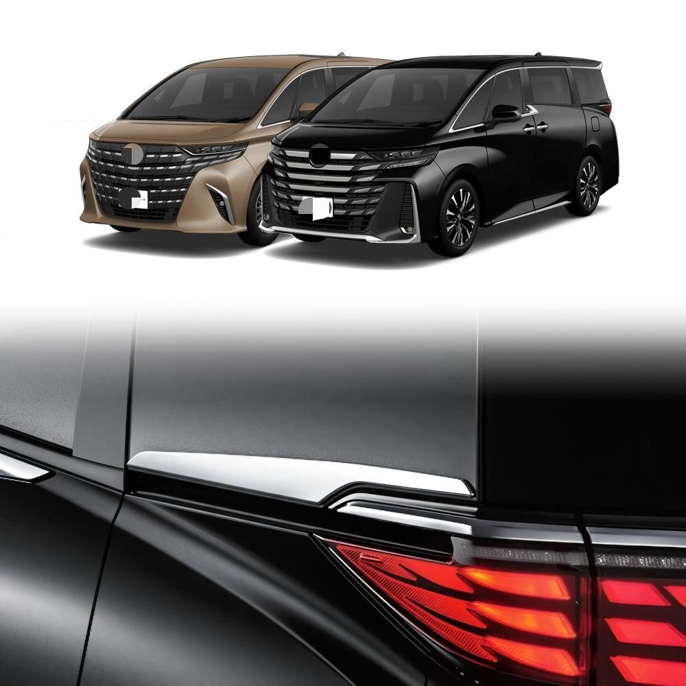 送料無料 トヨタ Toyota アルファード Alphard ヴェルファイア Vellfire 40系 2023年式対応 リアウィンドウサイドガーニッシュ 後部窓モール 2P 貼り付け式 外装アクセサリー 小キズ対策 車体保護 光沢アップ 専用設計 車用パーツ