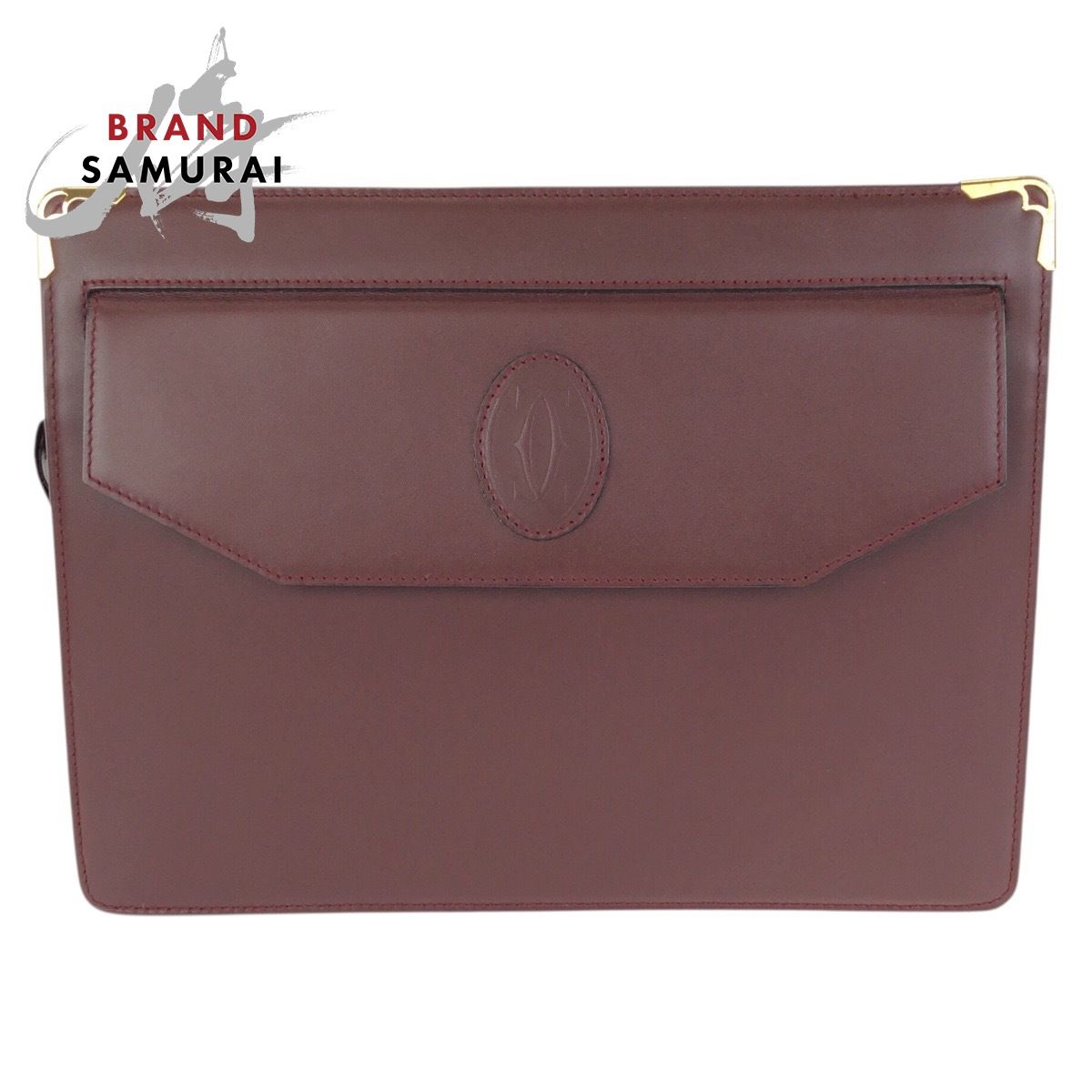 美品 CARTIER カルティエ マストライン ワインレッド ボルドー ゴールド金具 レザー クラッチバッグ セカンドバッグ 602771【中古】