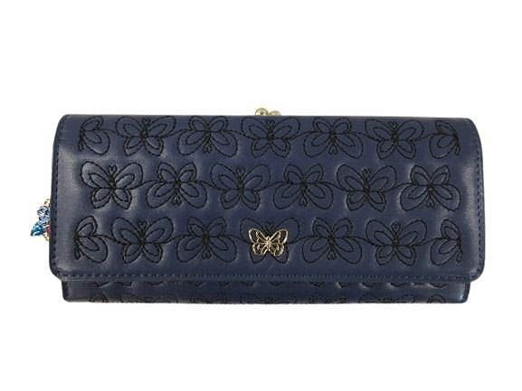 アナスイ ANNA SUI 長財布 エターナルバタフライ 外口金 がま口 パープル ウォレット