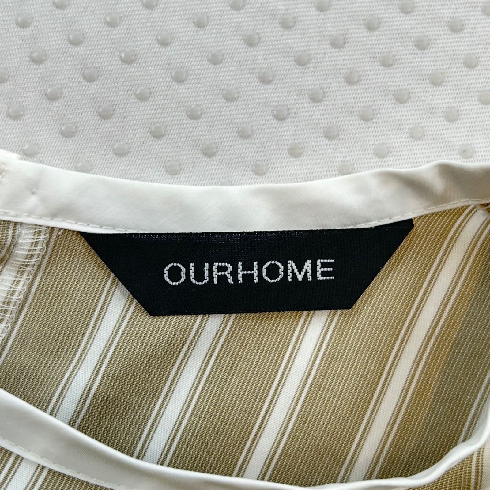 OURHOME アワーホーム シワになりにくい 播州織フレアブラウス 長袖 