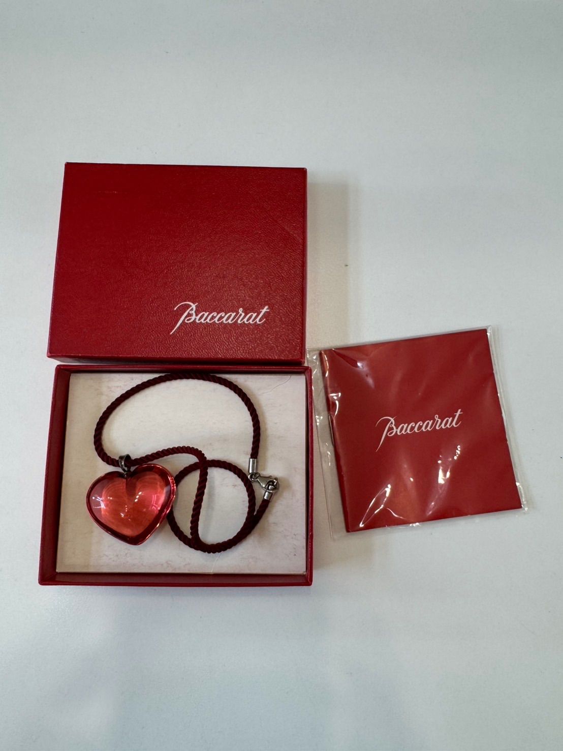【中古品】 Baccaratバカラ クリスタル ハート ネックレス チョーカー 赤レッド ファッション小物 アクセサリー 箱付き 現状品②