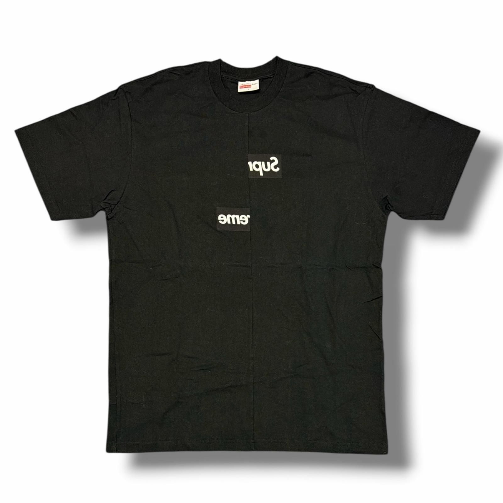 Supreme × COMME des GARCONS SHIRT 18SS Split Box Logo Tee スプリット ボックス ロゴ Tシャツ シュプリーム × コムデギャルソンシャツ ブラック L （9056M）