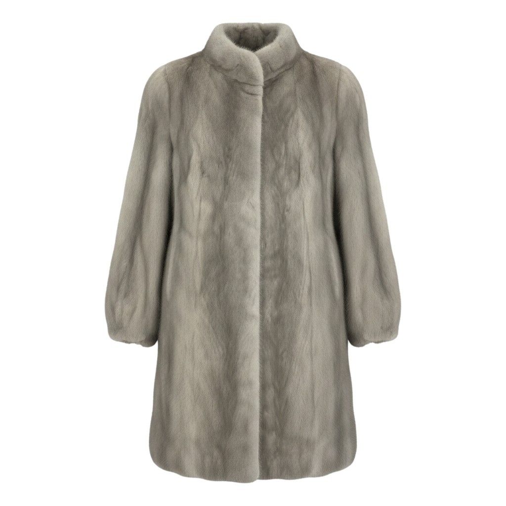 52f10 SAGA MINK サガミンク 銀サガ サファイアミンク ロングコート サイズ13 ライトグレー 最高級本毛皮 Sapphire Mink Fur Long Coatt18r