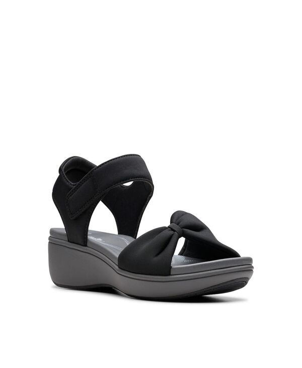 クラークス レディース シューズ サンダル Clarks Cloudsteppers Womens Breeze Rae Sara Riptape Flat Sandals Black Textile