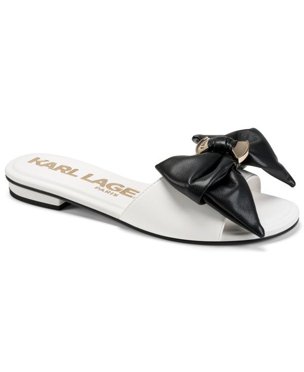 カール ラガーフェルド レディース シューズ サンダル KARLAGERFELD PARIS Womens Ciaran Bow Flat Sandals Bright WhiteBlack ホワイト