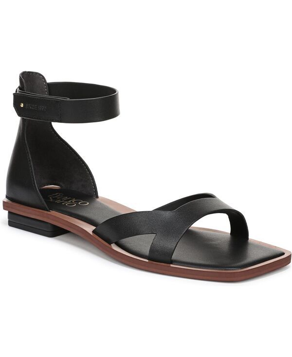 フランコサルト レディース シューズ サンダル アンクル Franco Sarto Womens Elisa Open Square Toe Ankle Strap Flat Sandals Blac