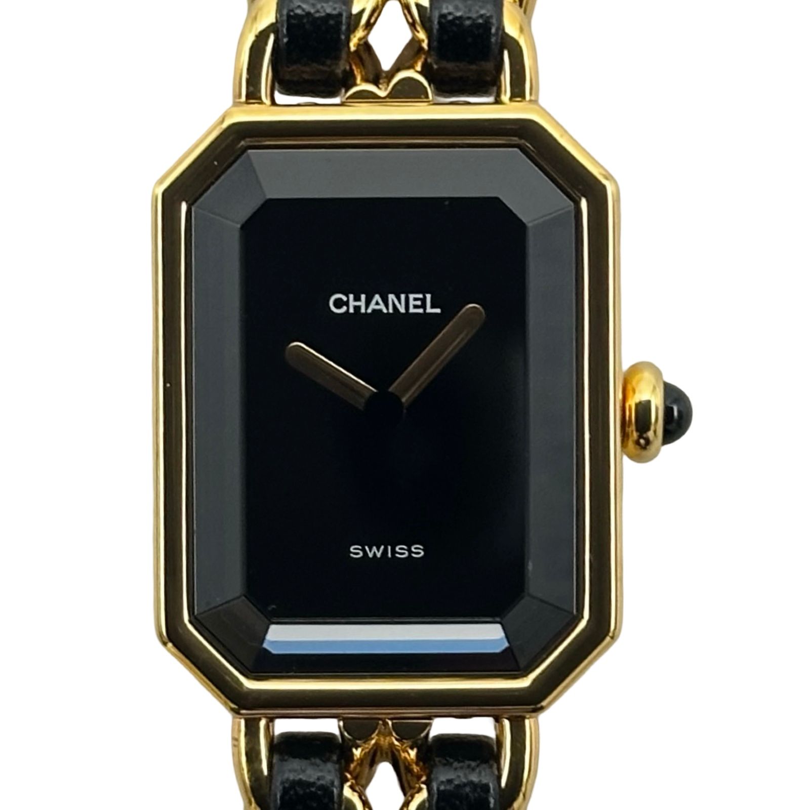 シャネル CHANEL プルミエール M H0001 ブラック ゴールドメッキ クオーツ レディース 腕時計