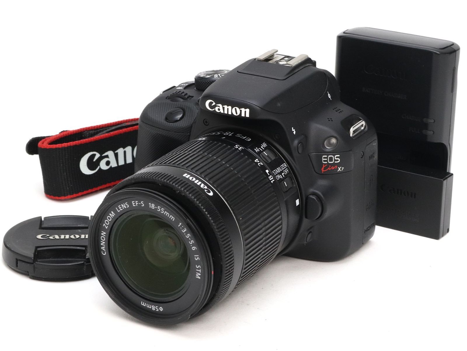 B+ (並品) Canon キヤノン EOS Kiss X7 ブラック EF-S 18-55mm F3.5-5.6 IS STM Kit シャッター数 2,335枚 初期不良返品対応 66-29