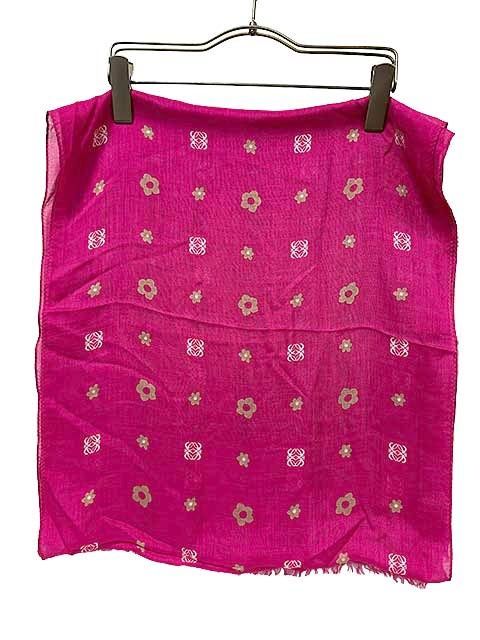 【中古】LOEWE ロエベ 小物 ストール 花柄 ピンク レディース イタリー製＿S29＿セルモアから出品＿s-0170-r29