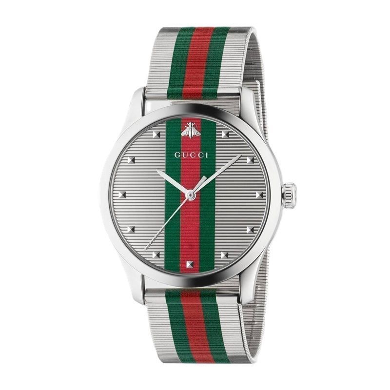 グッチ GUCCI 腕時計 Gタイムレス G-Timeless 42mm YA126284 584164 I1600 8460 シルバー ウェブストライプ BEE ビー 蜂 ステンレスブレス クオーツ メンズ レディース ユニセックス【新品・本物】売れ筋
