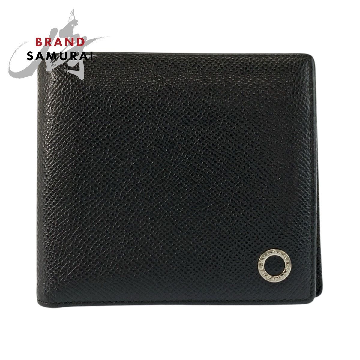 美品 BVLGARI ブルガリ ブルガリブルガリ ブラック 黒 シルバー金具 レザー 30396 折財布 コンパクトウォレット メンズ 602583【中古】