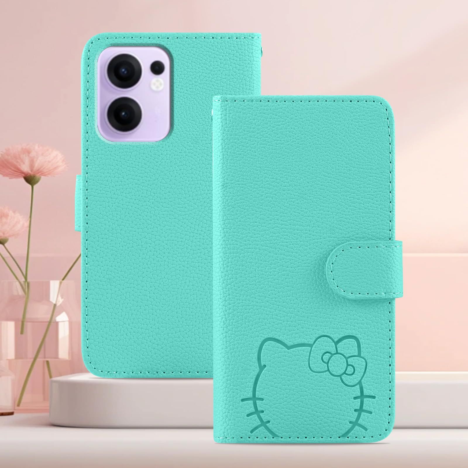 OPPO Reno13 A ケース 手帳型 花猫 グリーン Kedic - メルカリ