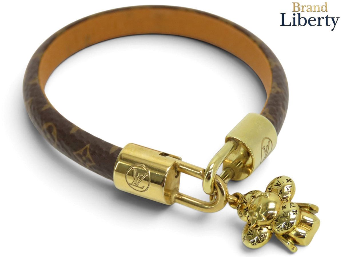 【美品】ルイヴィトン LOUIS VUITTON ブレスレット ヴィヴィエンヌ モノグラム バングル ダークブラウン ゴールド モノグラムキャンバス M6773F