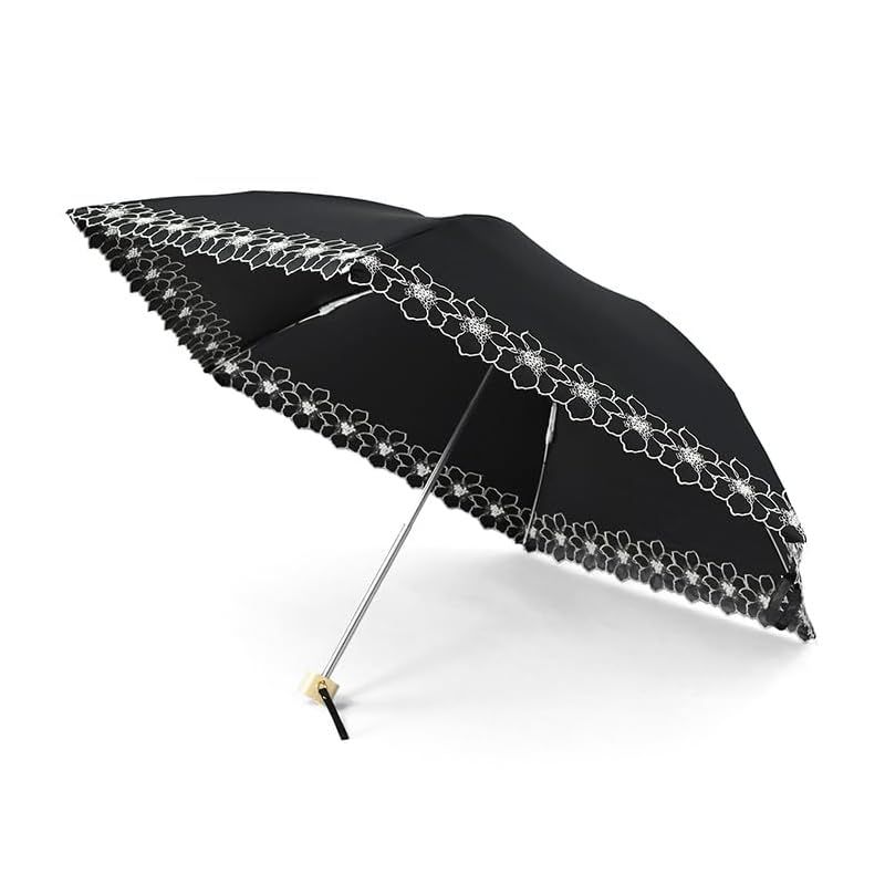 マラガバリア 日傘 折りたたみ 完全遮光 軽量 晴雨兼用 折り畳み傘 レディース UVカット 傘 おしゃれ 花柄 刺繍 レース