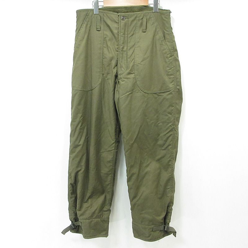 【三重本店】 中古 MILITARY衣料 | ミリタリーイリョウ A-2 デッキパンツ COLD WEATHER PERMEABLE TYPE1 80's 米海軍 ミリタリーパンツ 8440-00-221-0852 カーキグリーン サイズ：31 【107】