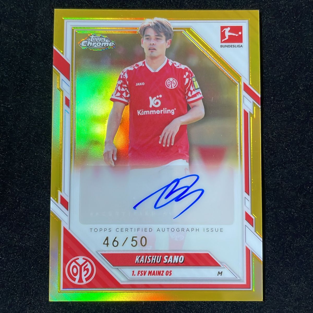 【50枚限定】佐野海舟 Kaishu Sano Topps Chrome Bundesliga 2025-26 /50 Gold Auto サイン 直筆 Mainz