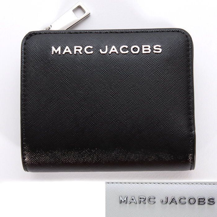 マークジェイコブス MARC JACOBS ミニコンパクト ウォレット 4S4SMP002S02 ブラック/Black/001 ホワイト/COTTON 二つ折り財布 小銭入れ付き ロゴメタル レディース ユニセックス 【新品・本物」 売れ筋