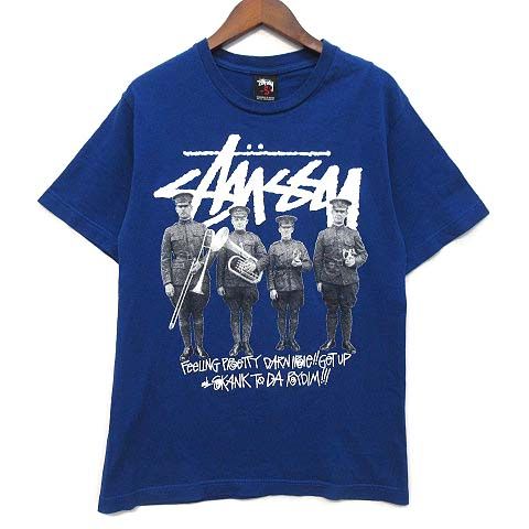 ステューシー STUSSY OLD SKOOL FLAVOR SKANK TO DA RYDIM フォト Tシャツ 半袖 丸胴 青 ブルー S ☆AA★
