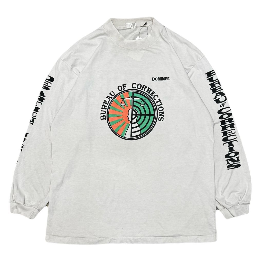 BUREAU OF CORRECTIONS グラフィック 両面プリント 袖プリント ロングTシャツ ロンT 白 No.EA521