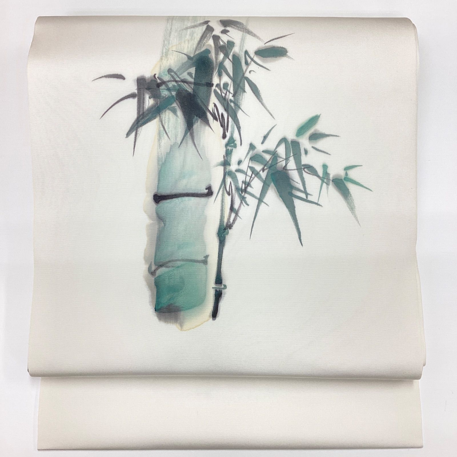 中古品　9寸名古屋帯　塩瀬　落款　手描き　芯あり　正絹　R932