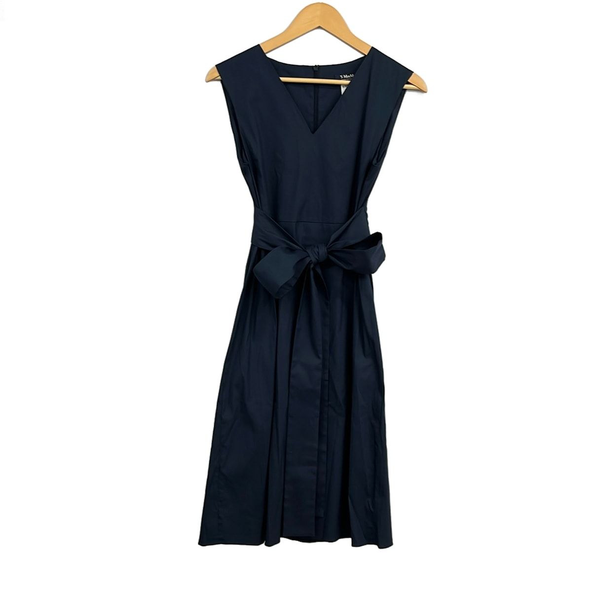 S Max Mara(マックスマーラ) ワンピース サイズJ40 レディース美品 - ダークネイビー Vネック/ノースリーブ/ロング