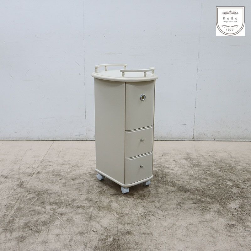 ◆展示品◆ 松永工房 IDC大塚家具 Continue カンティーニュ リリィレーベル ワゴン 3段チェスト/サイドテーブル キャスター付 7万