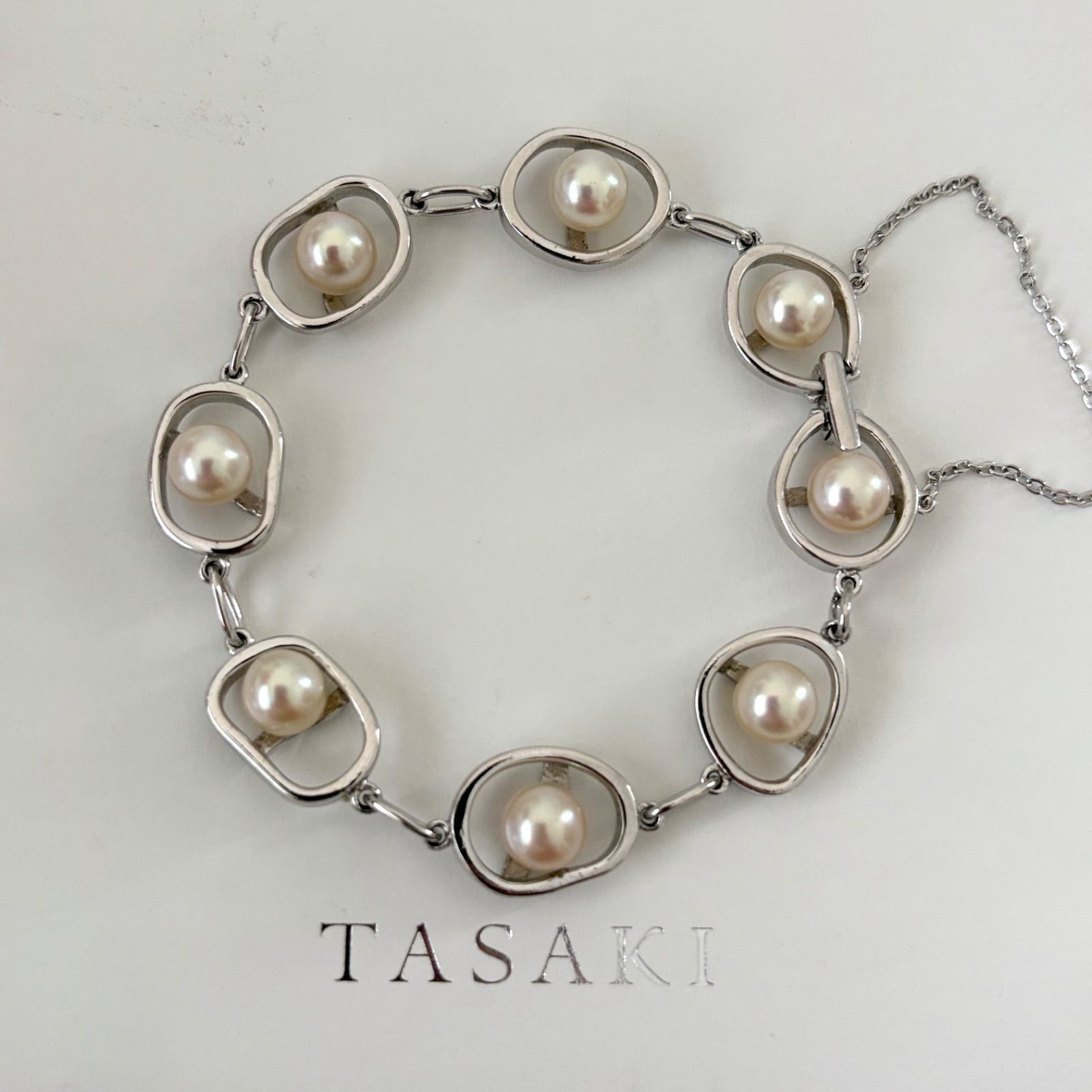 211【タサキ】シルバー　パール　ブレスレット