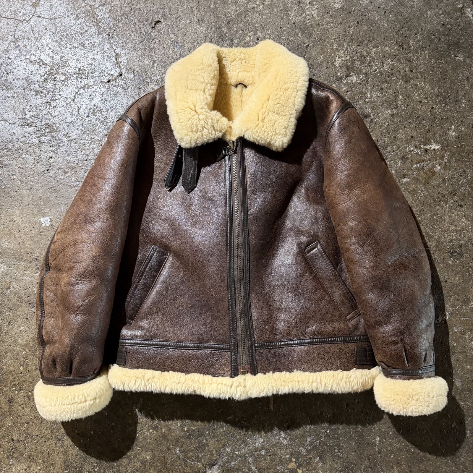 THE ORIGIN REBEL 90s～ B-3 ムートンジャケット フライトジャケット 韓国製 ブラウン XS 1990s 2000s オリジン レベル ELEGANCE レザージャケット