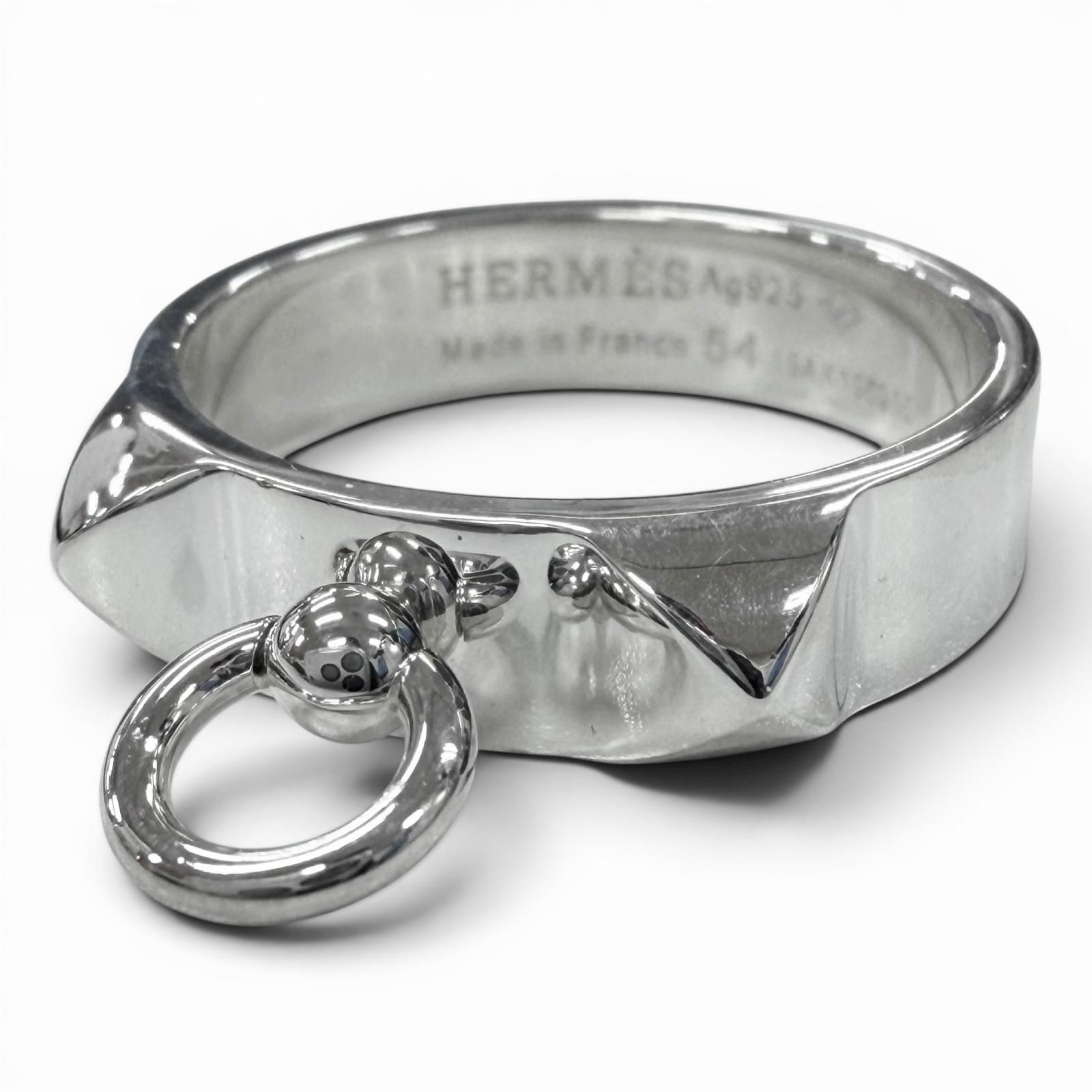 極美品▼HERMES エルメス 2019年製 コリエドシアン AG925 リング 指輪 シルバー 54 JP14号 フランス製 重量4.8g メンズ レディース アクセサリー