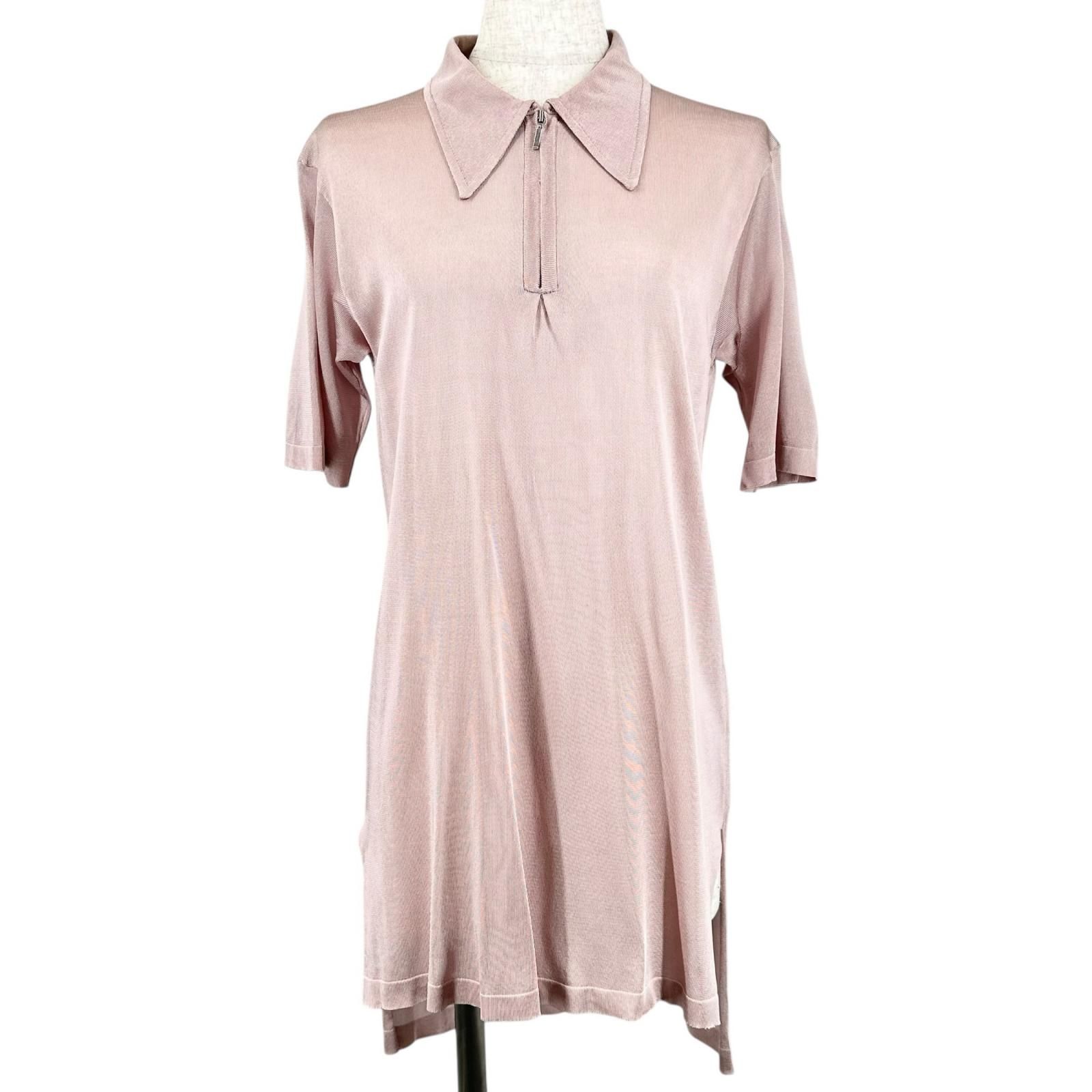 極美品▲Maison Margiela 1 メゾンマルジェラ1 23SS S51GL0042 ハーフジップ 半袖ポロシャツ ピンク S ルーマニア製 正規品 レディース