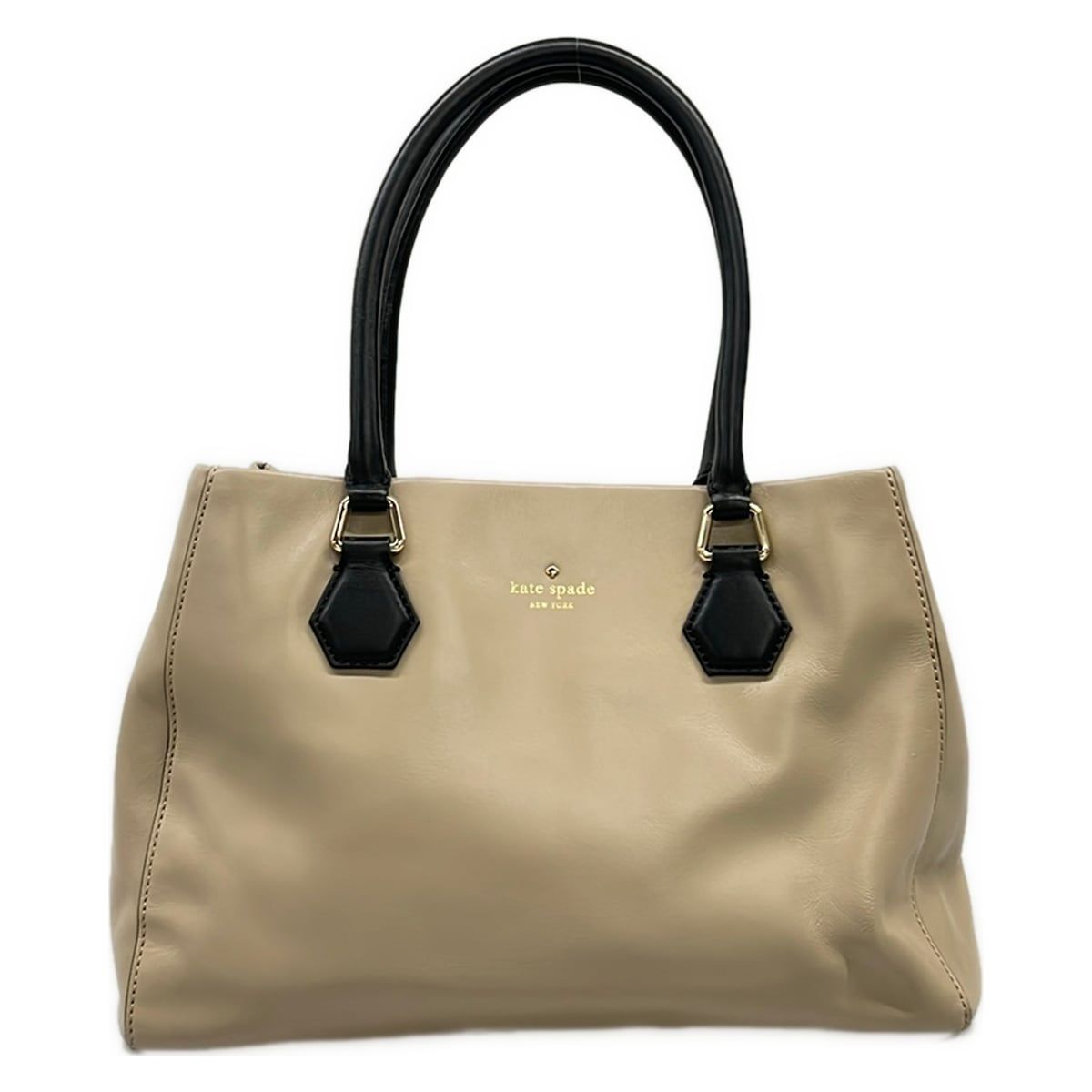Kate spade(ケイトスペード) トートバッグ - PXRU4011 ベージュ×黒 レザー