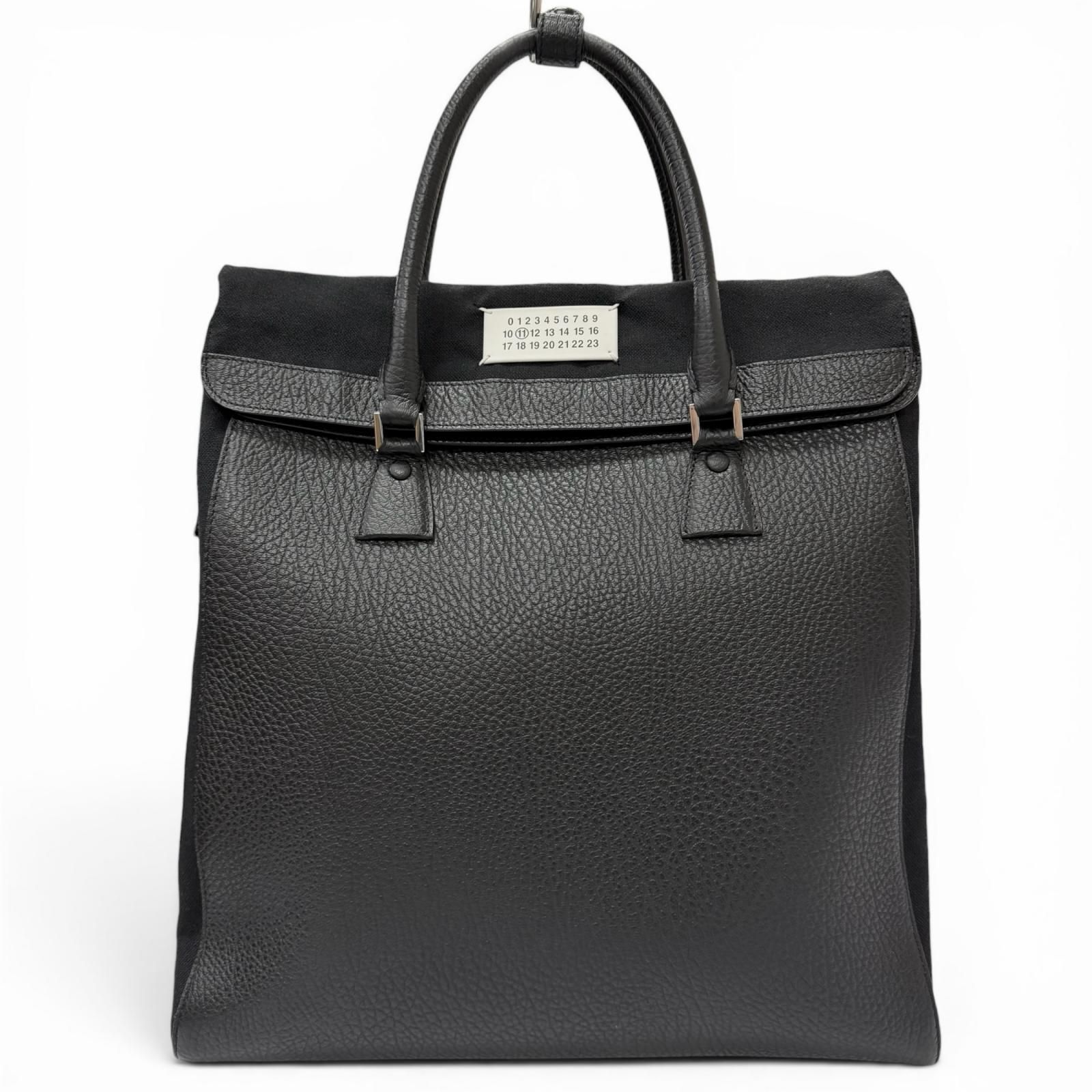 美品□Maison Margiela 11 メゾンマルジェラ11 SB1WA0004 5AC Daily Vertical キャンバス レザー 3WAY バックパック ショルダーバッグ トートバッグ ブラック イタリア製 メンズ 定価335,500円