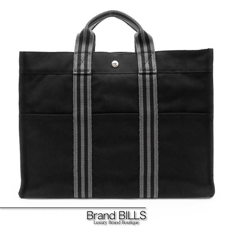 未使用品 HERMES エルメス フールトゥ トートMM トートバッグ 100755M コットンキャンバス ブラック ユニセックス