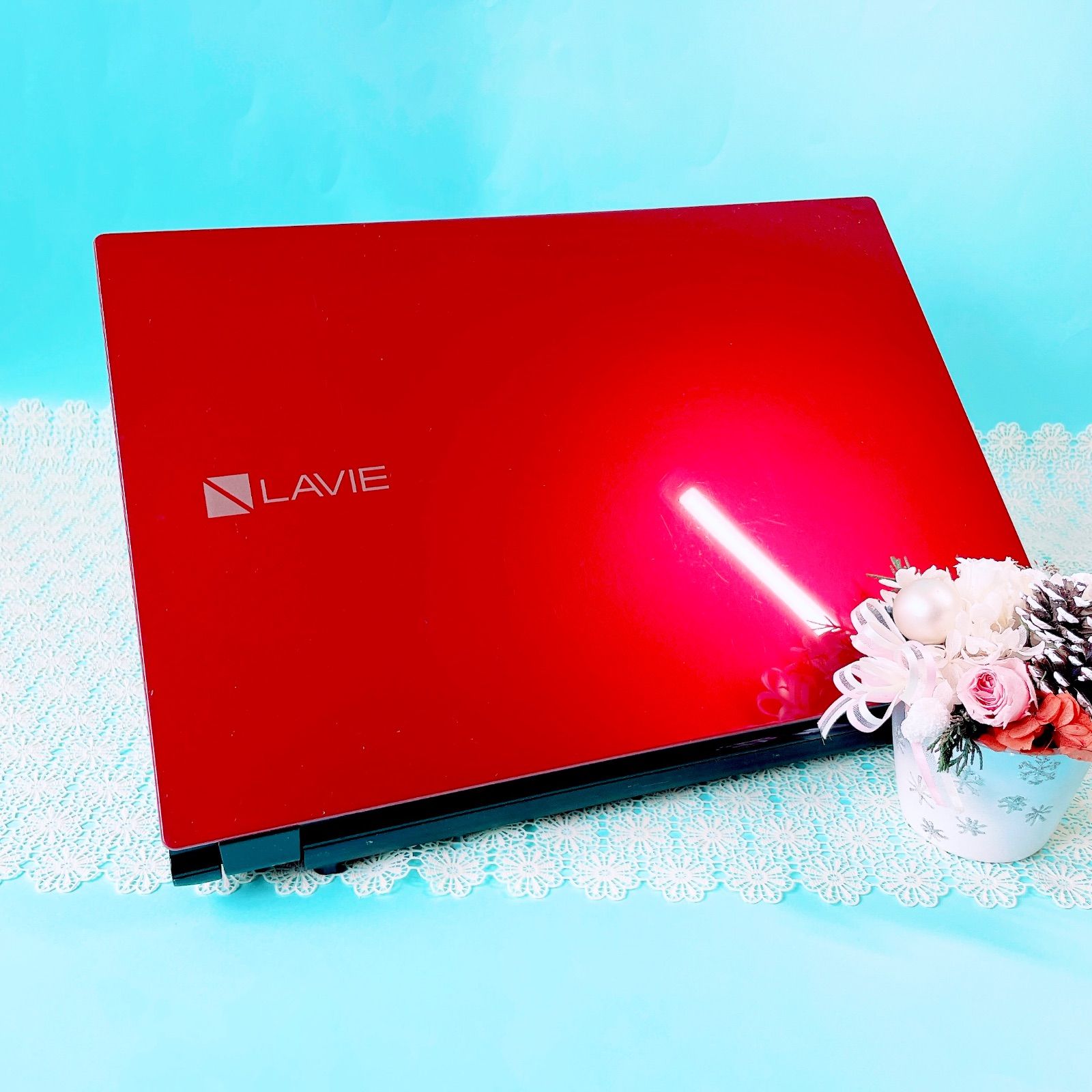 バッテリー良好‼️NEC大容量1TB ブルーレイ 赤ノートパソコン WEB