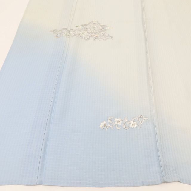 百華❀Y5073◇夏着物 夏単衣 正絹 刺繍 居敷当て付き 手縫い仕立て 