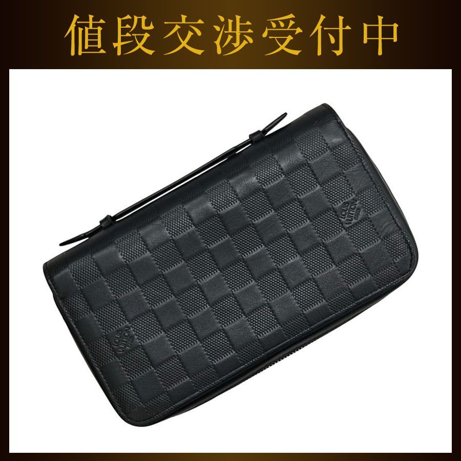 ルイ ヴィトン ラウンドファスナー 長財布 ジッピー XL ブラック ノワール 黒 ダミエアンフィニ N61254 美品 セカンドバッグ レザー 中古 CA1187 LOUIS VUITTON