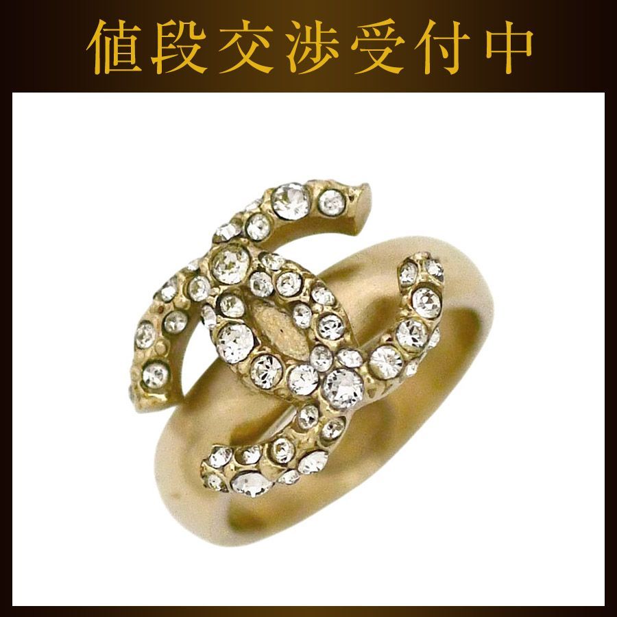 シャネル リング ゴールド 金色 ココマーク AB2150 シャネル公式修理済み 指輪 JP12号 美品 GP ラインストーン 中古 F19 A シャネル リング ゴールド 金色 ココマーク AB2150 シャネル公式修理