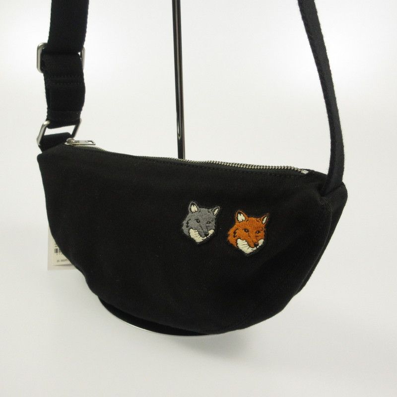 【姫路東店】 中古 MAISON KITSUNE | メゾンキツネ ショルダーバッグ DOUBLE FOX HEAD FADED BUMBAG OM511CFWW0096 ブラック 【121】