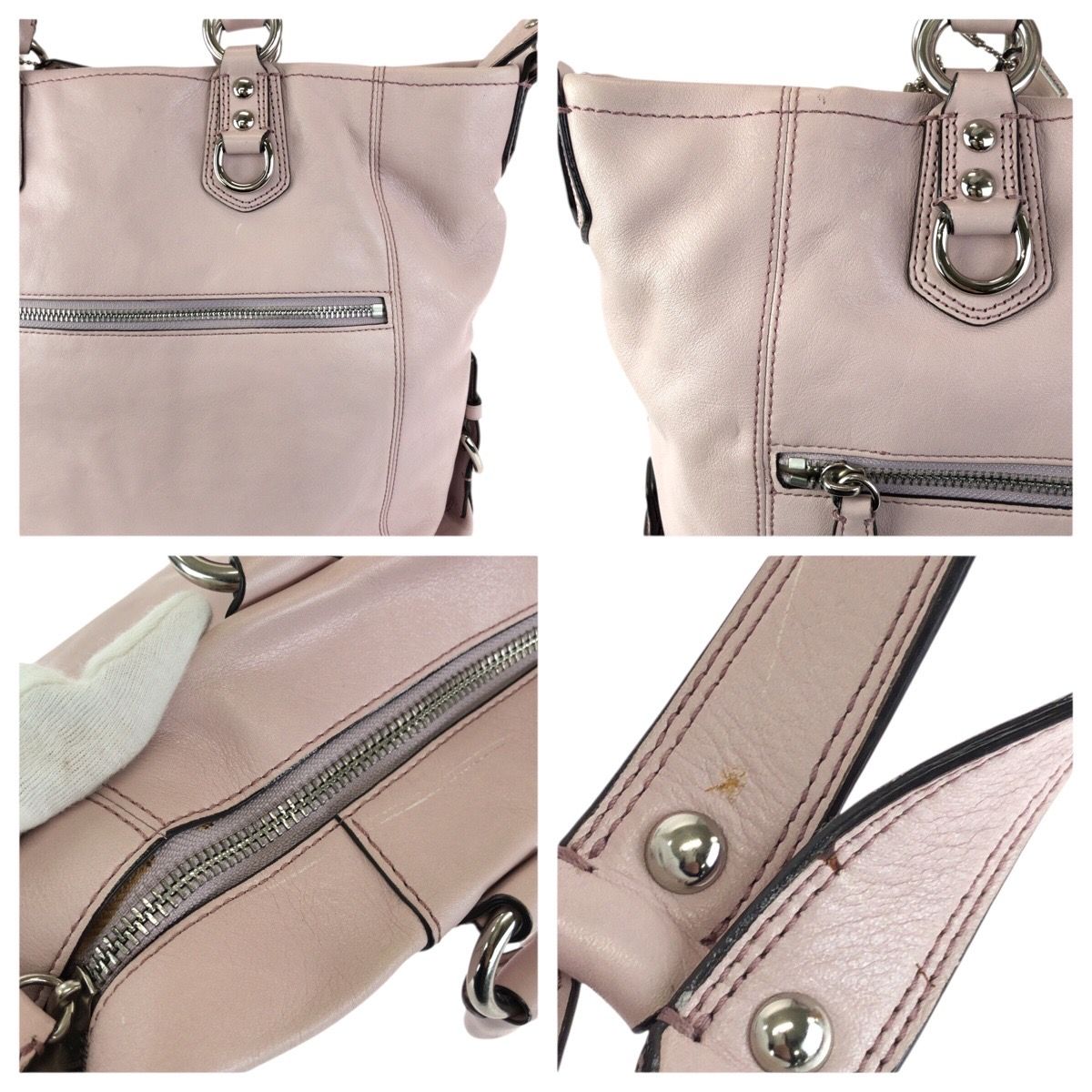 COACH コーチ マディソン レザージュリアン 2way ピンク シルバー金具