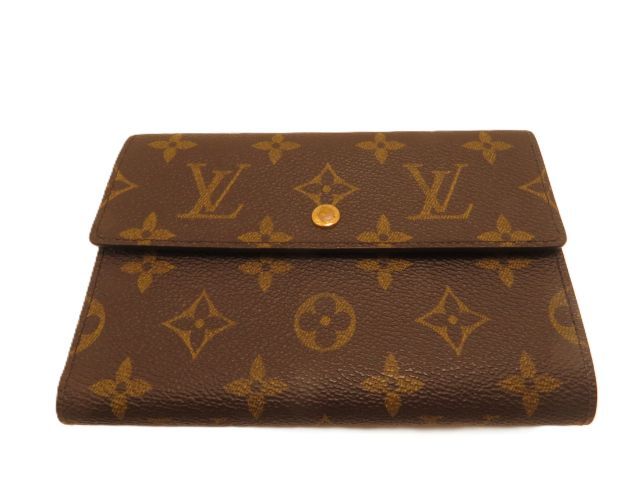 LOUIS VUITTON ルイ・ヴィトン ポルトトレゾール・エテュイ パピエ モノグラム M61202 三つ折り財布 モノグラムキャンバス ブラウン ユニセックス【中古】431