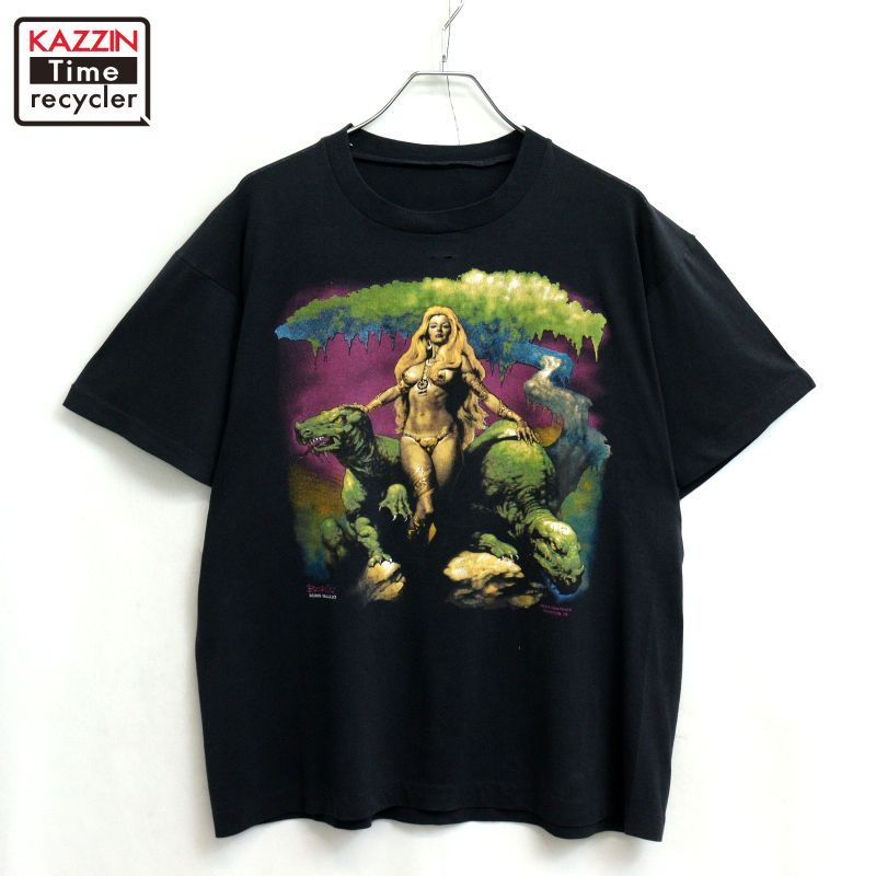 90s vintage BORIS VALLEJO プリント 半袖Tシャツ メンズ Lサイズ相当