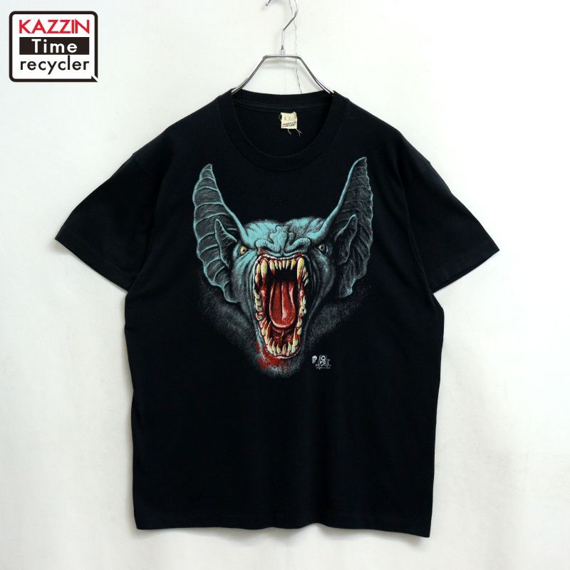 80s USA製 vintage SCREEN STARS Vampire Bat コウモリ プリント 半袖Tシャツ メンズ 表記Lサイズ