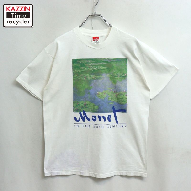 90s vintage クロード・モネ 睡蓮 アート プリント 半袖Ｔシャツ メンズ 表記Lサイズ
