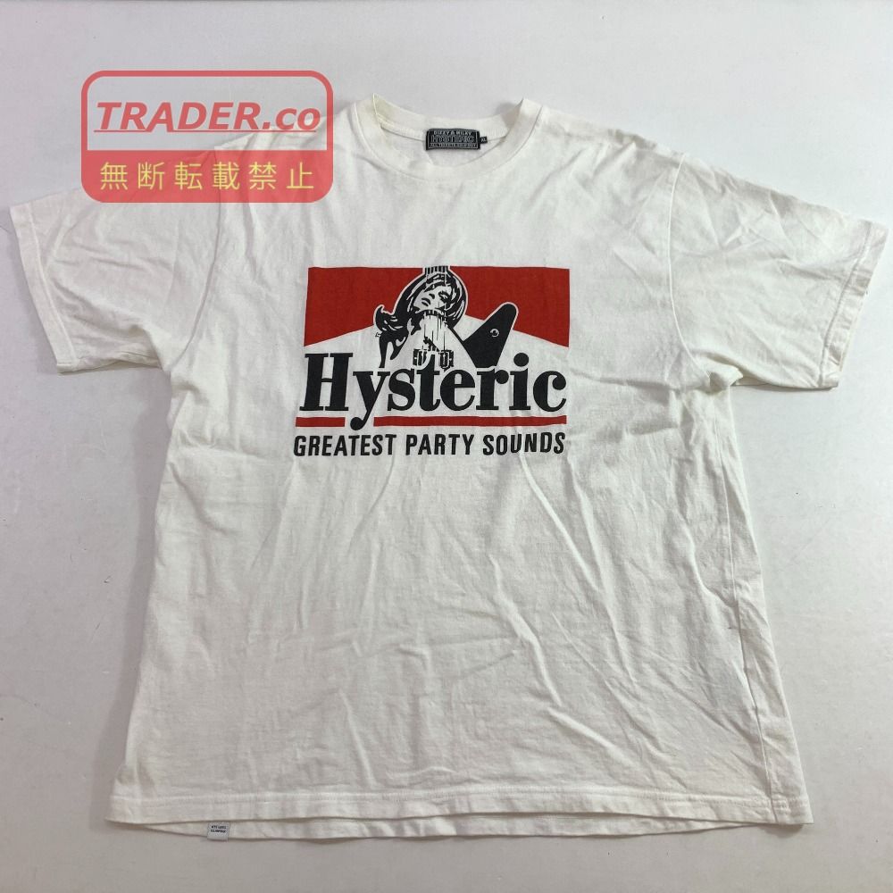 04w7159▽※【中古】HYSTERIC GLAMOUR GREATEST PARTY SOUNDS XLサイズ ホワイト 02251CT52 半袖Ｔシャツ ヒステリックグラマー【八王子店】