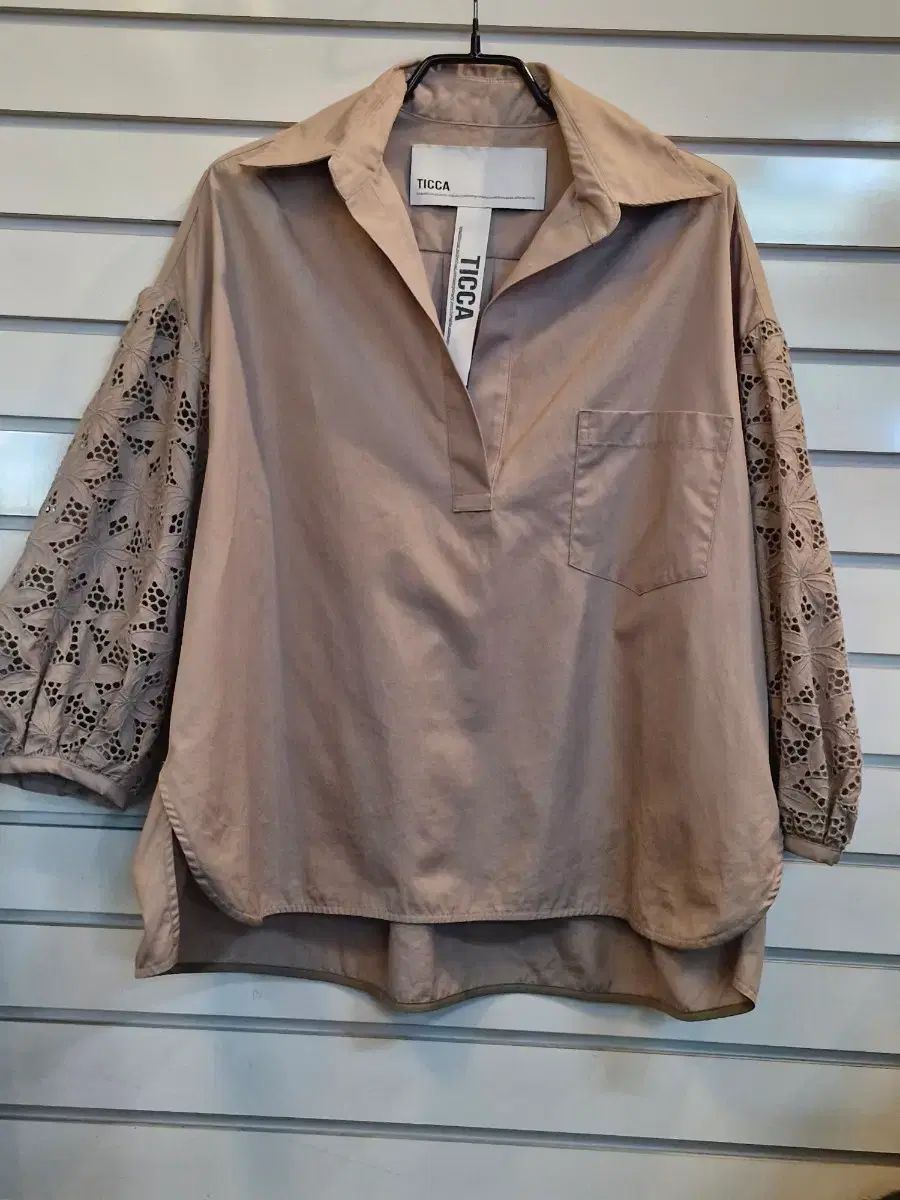 Tシャツ レース 袖 シャツ ベージュ