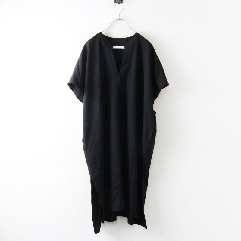 定価37400円 2024AW エヴァムエヴァ evam eva ギャバジン ウール ポンチョ ワンピース F スミ ブラック／【2400015005560】