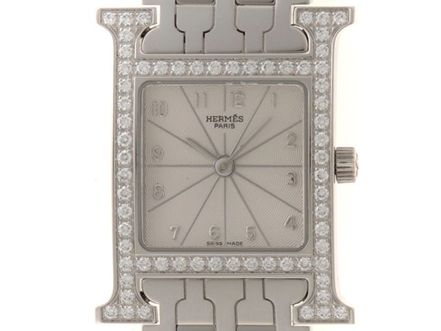 HERMES エルメス ウォッチ Hウォッチ・ダイヤベゼル 時計 HH1.230 腕時計 ステンレス シルバー クオーツ シルバー文字盤 レディース【中古】433