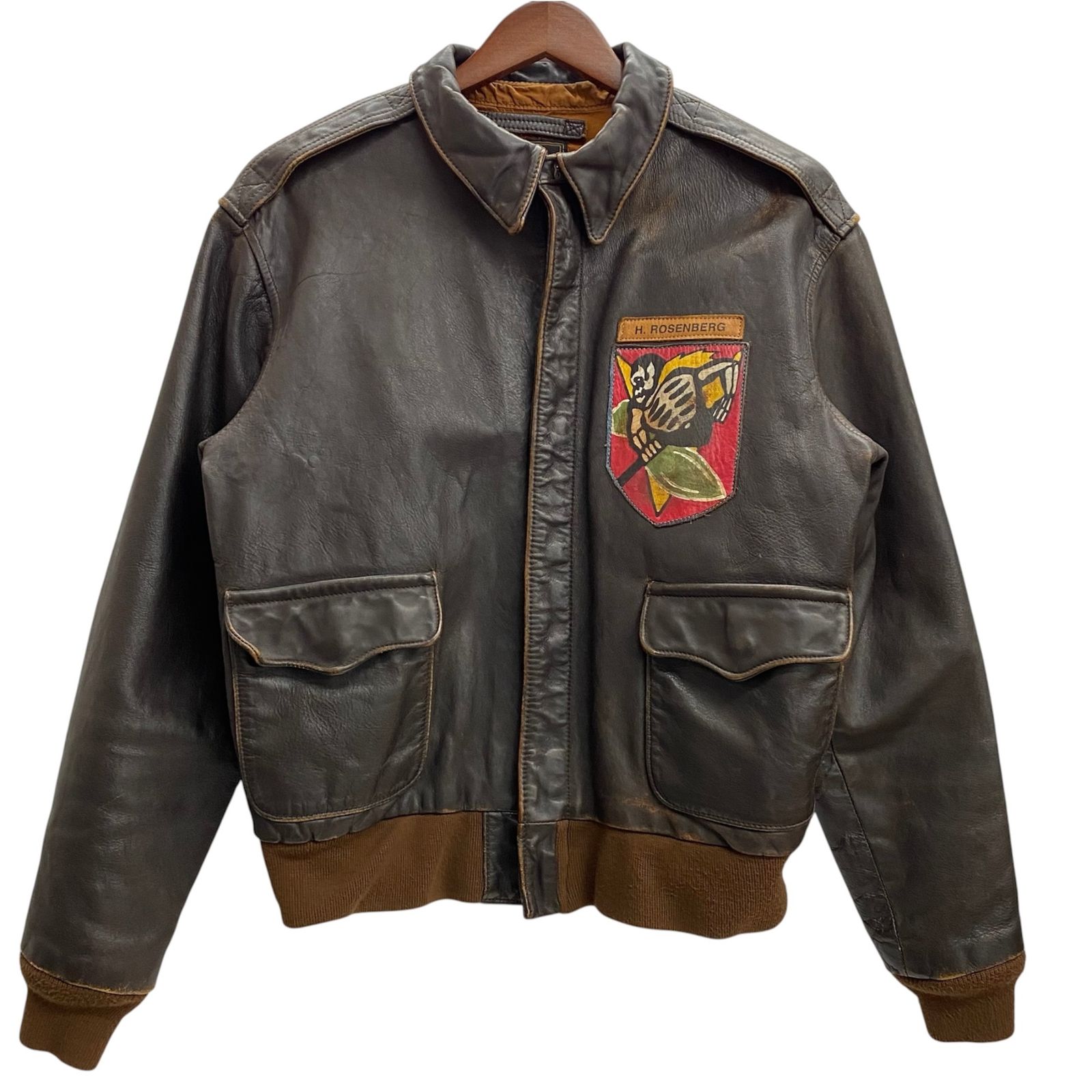 アヴィレックス AVIREX 90's USA製 A-2 レザー フライトジャケット H.ROSENBERG ジャケット ブラウン 42サイズ 201MT-6128 VB
