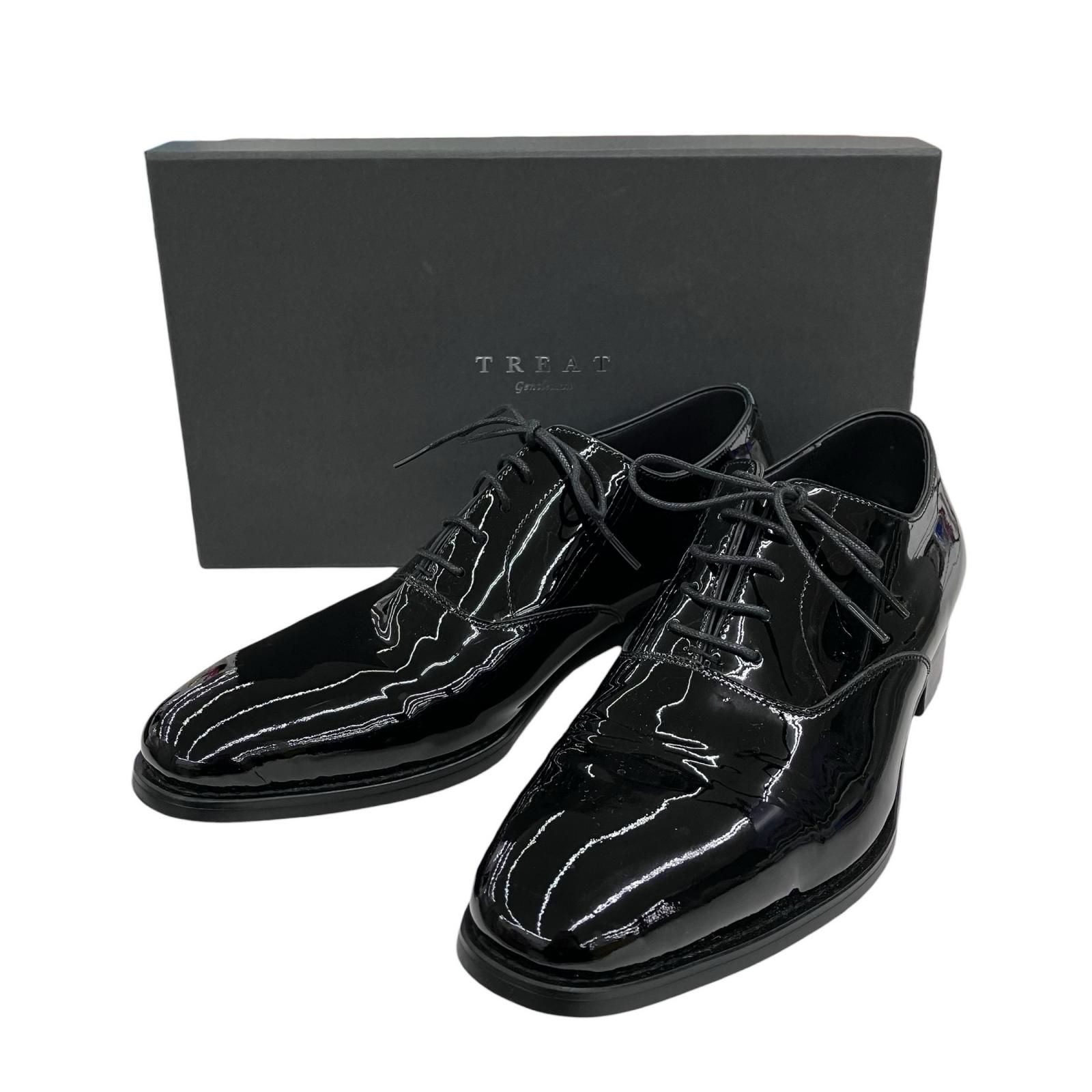 186000 TREAT Gentleman エナメル ドレスシューズ ７ TR001P 25.5cm ブラック