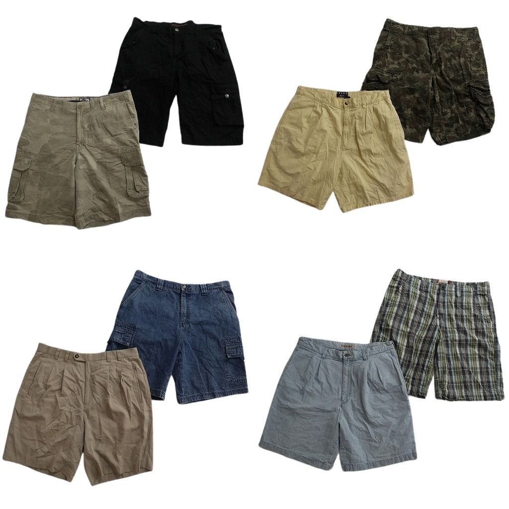 古着卸 まとめ売り ショートパンツMIX 8枚セット ( メンズ 34 ) ツータック カーゴ カモ柄 ブラック 中古 古着 NF1579